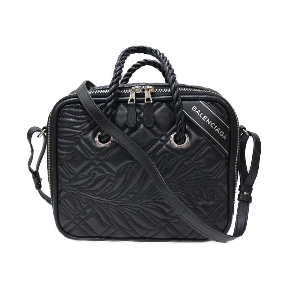 BALENCIAGA Blanket Square Shoulder Leather Black Shoulder Bag
